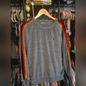 Aviator Nation Gray Sweater with Red and Yellow Stripes